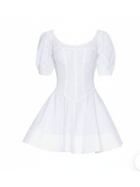 Helsa White Poplin Sculptural Mini Dress Graduation Wedding NWT - Size S